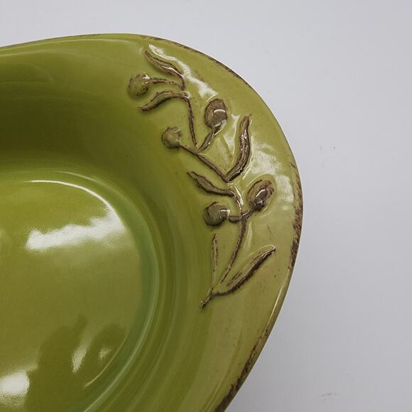 Cerutil Casserole Dish Serving Platter Green Oval Floral Handles Portugal 12x7 - Picture 5 of 13
